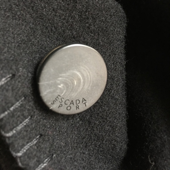 NWOT ESCADA SPORT BLACK COAT FRINGES & SCARF sz S - Picture 8 of 8